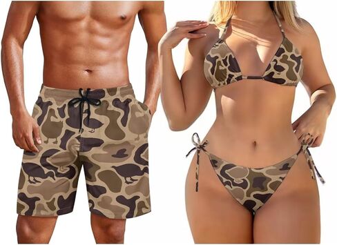 KEIAHUAN Couple Matching Swimwear Womens 2 Piece Bikini Set Halter String Swimsuits and Men's Swim Trunks Summer Shorts in Kuwait