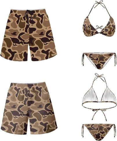KEIAHUAN Couple Matching Swimwear Womens 2 Piece Bikini Set Halter String Swimsuits and Men's Swim Trunks Summer Shorts in Kuwait