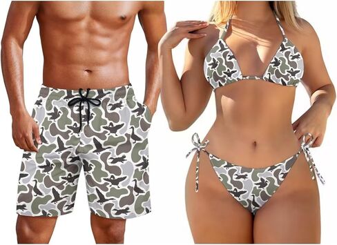 KEIAHUAN Couple Matching Swimwear Womens 2 Piece Bikini Set Halter String Swimsuits and Men's Swim Trunks Summer Shorts in Kuwait