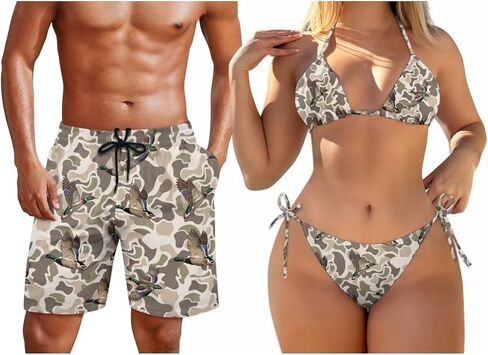 KEIAHUAN Couple Matching Swimwear Womens 2 Piece Bikini Set Halter String Swimsuits and Men's Swim Trunks Summer Shorts in Kuwait