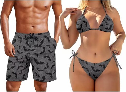KEIAHUAN Couple Matching Swimwear Womens 2 Piece Bikini Set Halter String Swimsuits and Men's Swim Trunks Summer Shorts in Kuwait