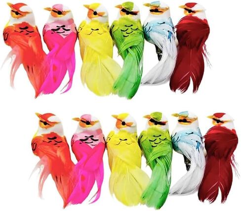 12pcs Small Birds Mini Birds Decorative Feathered Colorful Artificial Birds with Clips for Floral Decorations Christmas Tree Ornament Wreath Crafts in Saudi Arabia