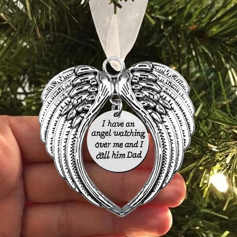 Christmas Memorial Ornament, A Piece of My Heart is in Heaven, Christmas Tree Hanging Pendant Memorial Gifts for Loss of Loved in Memory of Mom Sympathy Gift (Feather Ball, Dad) in Kuwait