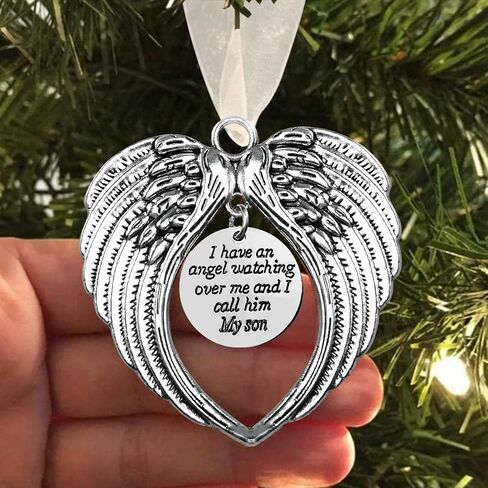 Christmas Memorial Ornament, A Piece of My Heart is in Heaven, Christmas Tree Hanging Pendant Memorial Gifts for Loss of Loved in Memory of Mom Sympathy Gift (Feather Ball, Dad) in Kuwait