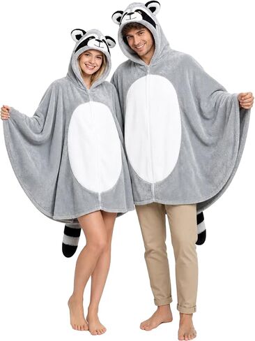 Raccoon Costume Adult Cloak Cape Hoodie Halloween Animal Cosplay in Saudi Arabia
