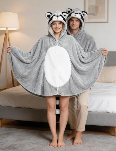 Raccoon Costume Adult Cloak Cape Hoodie Halloween Animal Cosplay in Saudi Arabia