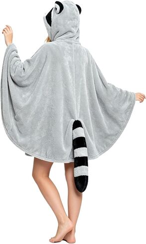 Raccoon Costume Adult Cloak Cape Hoodie Halloween Animal Cosplay in Saudi Arabia
