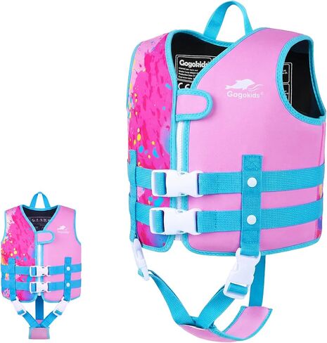Gogokids Toddler Swim Vest, Kids Float Jacket with Dual Adjustable Strap, Child Swimming Pool Vest for 2-8 Years Swimming Learning in Kuwait