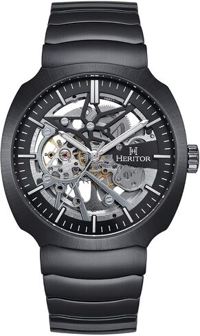 HERITOR Magnus Automatic Watch for Men – 45mm Men's Skeleton Watch with Jeweled Automatic Movement, 316L Stainless Steel Case, Stainless Steel Bracelet in Saudi Arabia