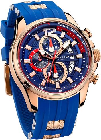 FEICE Men’s Watch Fashion Quartz Analog Waches for Men Waterproof Chronograph Minimalist Sport Wristwatch Silicone Strap Silicone Strap FK037 Blue in Kuwait