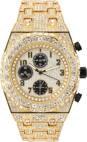 Men’s 42mm Fully Iced-Out Octagon Watch – Diamond Bezel, Luxury Hip-Hop Timepiece, Quartz Movement, Gift for Him in Saudi Arabia