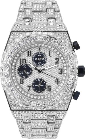 Men’s 42mm Fully Iced-Out Octagon Watch – Diamond Bezel, Luxury Hip-Hop Timepiece, Quartz Movement, Gift for Him in Saudi Arabia