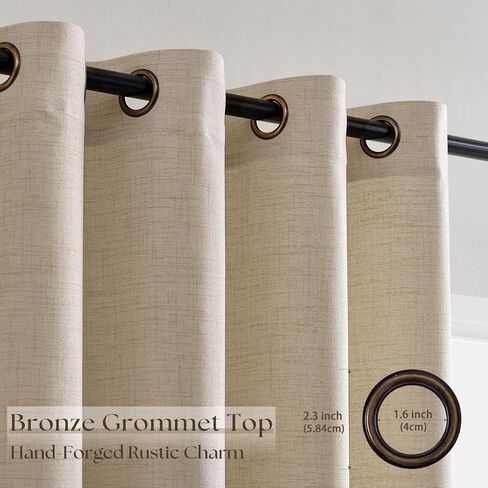 Warm Beige Oatmeal Linen Curtains 96 Inch Length 2 Panels Set Sand Ecru Light Filtering Semi Sheer Grommet Drapes Thick Linen Privacy Floor to Ceiling Length Curtain Living Room 8ft in Saudi Arabia
