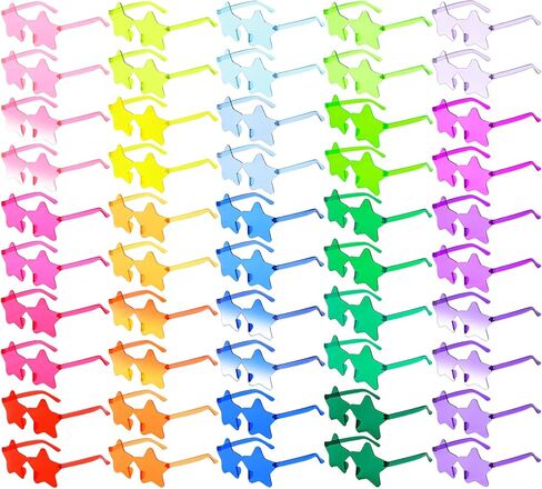 SUNOVELTIES 50 Pack Star Rimless Sunglasses Bulk Colored Party Glasses Transparent Fun Sunglasses for Adult in Kuwait