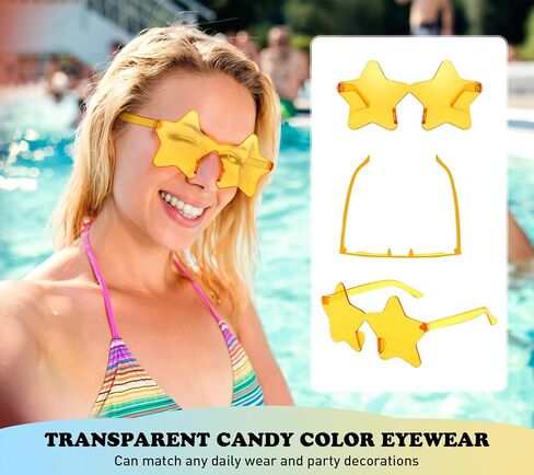 SUNOVELTIES 50 Pack Star Rimless Sunglasses Bulk Colored Party Glasses Transparent Fun Sunglasses for Adult in Kuwait