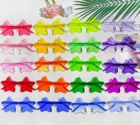 SUNOVELTIES 50 Pack Star Rimless Sunglasses Bulk Colored Party Glasses Transparent Fun Sunglasses for Adult in Kuwait