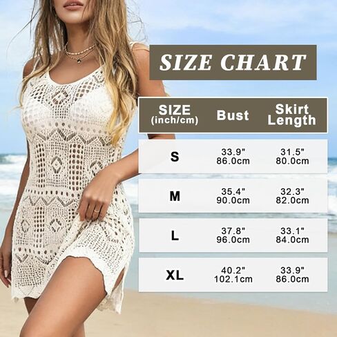 Women’s Crochet Knit Spaghetti Strap Beach Cover Up Mini Dress with Hollow Pattern and Side Slit for Swimwear Layering in Kuwait
