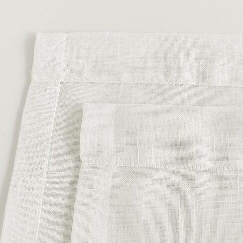 Sheer Curtains Faux Linen Semi Voile Light Filtering Drapes Pair for Bedroom Living Room, Set of 2 Grommet Top Window Curtain Panels (54 x 84 Inch,White) in Saudi Arabia