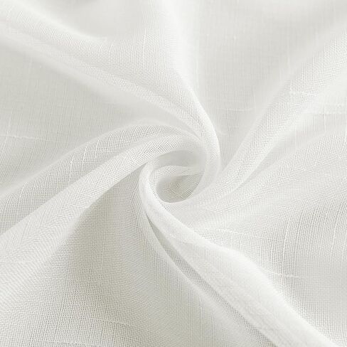 Sheer Curtains Faux Linen Semi Voile Light Filtering Drapes Pair for Bedroom Living Room, Set of 2 Grommet Top Window Curtain Panels (54 x 84 Inch,White) in Saudi Arabia