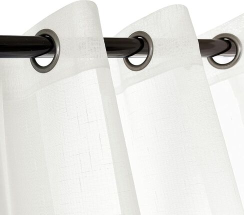 Sheer Curtains Faux Linen Semi Voile Light Filtering Drapes Pair for Bedroom Living Room, Set of 2 Grommet Top Window Curtain Panels (54 x 84 Inch,White) in Saudi Arabia