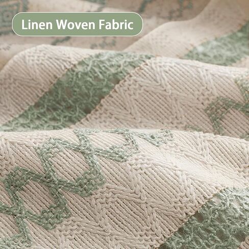 Boho Blackout Curtains Farmhouse Linen Textured Curtains 84 Inches Long for Living Room and Bedroom, Beige Embroidered Woven 1 Panel in Saudi Arabia