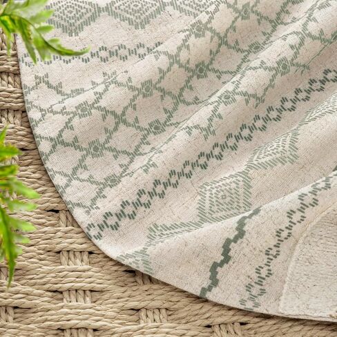 Boho Blackout Curtains Farmhouse Linen Textured Curtains 84 Inches Long for Living Room and Bedroom, Beige Embroidered Woven 1 Panel in Saudi Arabia