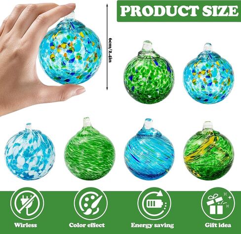 JarThenaAMCS 6Pcs Hand Blown Glass Ball Ornaments 2.4 Inch Summer Beach Gazing Ball Blue Green Hanging Friendship Witch Balls for Hawaii Home Party Garden Wall Window Decor in Kuwait