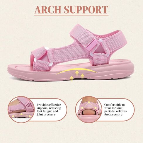 Size 8 Women Hiking Sport Sandals Outdoor Walking Sandals Womens Comfort Arch Support Adjustable Athletic Water Sandals With Back Strap Lightweight Non Slip Open Toe Summer Shoes for Beach Camping sandalias in Kuwait