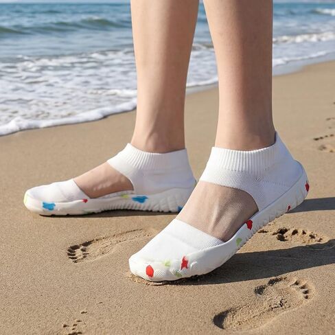 Women's Quick Dry Water Shoes, Breathable Mesh Aqua Socks, Non-Slip Barefoot Beach Shoes for Swimming Surfing Yoga, 4 Colors, Size US5-US12 in Kuwait