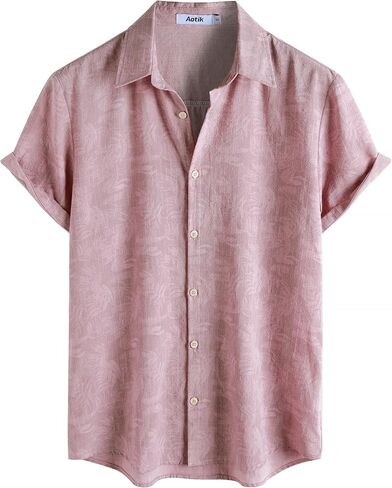 Mens Hawaiian Shirt Short Sleeve Casual Button Down Vacation Shirts Textured Floral Summer Beach Shirt in Saudi Arabia