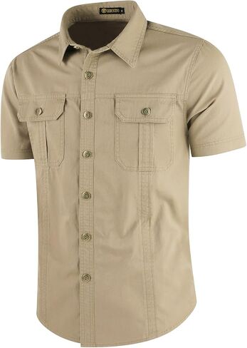 Mens Button-Down Shirts 100% Cotton Long Sleeve Casual Regular Fit Button Up Work Shirts in Saudi Arabia