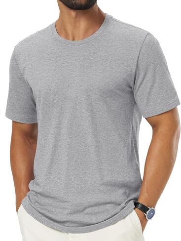 Cotrasen Men's Shirts Short Sleeve Cotton T-Shirt Casual Crew Neck Plain Tee Soft Moisture Wicking Basic Tee Shirts in Saudi Arabia