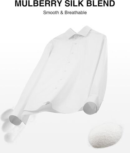 Alimens & Gentle Men's Premium Dress Shirts - Mulberry Silk Performance Wrinkle Free Stain Shield Button Down Shirt in Kuwait