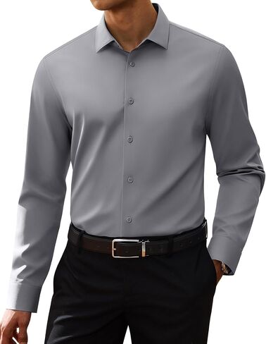 Alimens & Gentle Men's Premium Dress Shirts - Mulberry Silk Performance Wrinkle Free Stain Shield Button Down Shirt in Kuwait