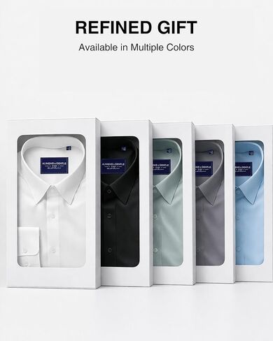 Alimens & Gentle Men's Premium Dress Shirts - Mulberry Silk Performance Wrinkle Free Stain Shield Button Down Shirt in Kuwait