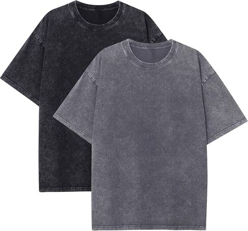 Acid Wash T-Shirts Unisex Oversized Vintage Baggy Short Sleeve Cotton Tops Streetwear for Men Women S-3XL in Saudi Arabia