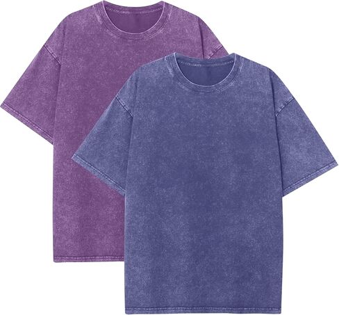 Acid Wash T-Shirts Unisex Oversized Vintage Baggy Short Sleeve Cotton Tops Streetwear for Men Women S-3XL in Saudi Arabia