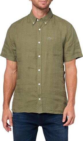 Lacoste Men's Short Sleeve Linen Shirt in Kuwait