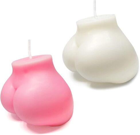 Cute Body Candle Decorative Funny Cool Shaped Birthday Candles White Pink Butt Candle for Home Scented Trendy Room Desk Wall Floating Shelf Aesthetic Modern Decor 2PCS in Saudi Arabia