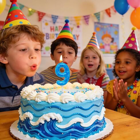 Waves Birthday Candles Blue Ocean Themed 10th Birthday Number Candle Cake Toppers for Under the Sea Themed Beach Pool Party Decorations Supplies in Saudi Arabia