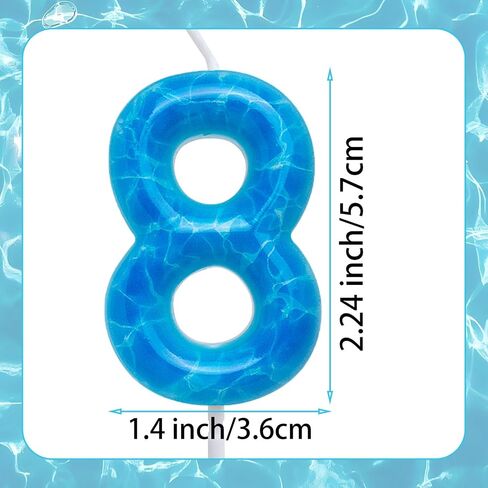 Waves Birthday Candles Blue Ocean Themed 10th Birthday Number Candle Cake Toppers for Under the Sea Themed Beach Pool Party Decorations Supplies in Saudi Arabia