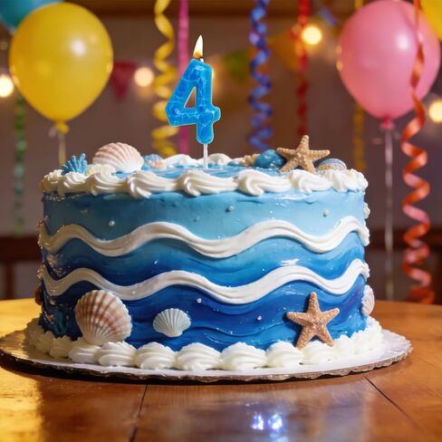Waves Birthday Candles Blue Ocean Themed 10th Birthday Number Candle Cake Toppers for Under the Sea Themed Beach Pool Party Decorations Supplies in Saudi Arabia