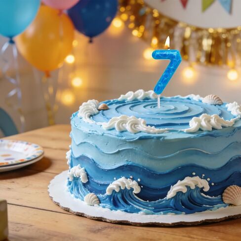Waves Birthday Candles Blue Ocean Themed 10th Birthday Number Candle Cake Toppers for Under the Sea Themed Beach Pool Party Decorations Supplies in Saudi Arabia