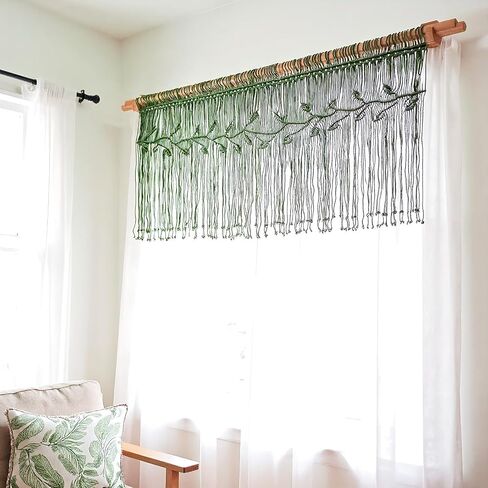 Boho Window Valance, Macrame Window Curation for Decoration, Bohemian Handmade Fringe Curtain Topper, Macrame Curtain Leaf Pattern,Short Curtain Decoration 55“ X 20" Green(No Rod Included) in Saudi Arabia