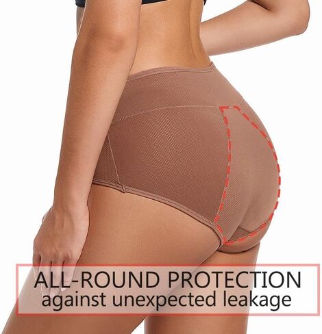 Leakproof Underwear for Women 4-layer Absorbent Leakproof High Waisted Comfort Panties for Women Over 50 60 in Kuwait