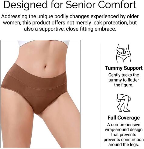Leakproof Underwear for Women 4-layer Absorbent Leakproof High Waisted Comfort Panties for Women Over 50 60 in Kuwait