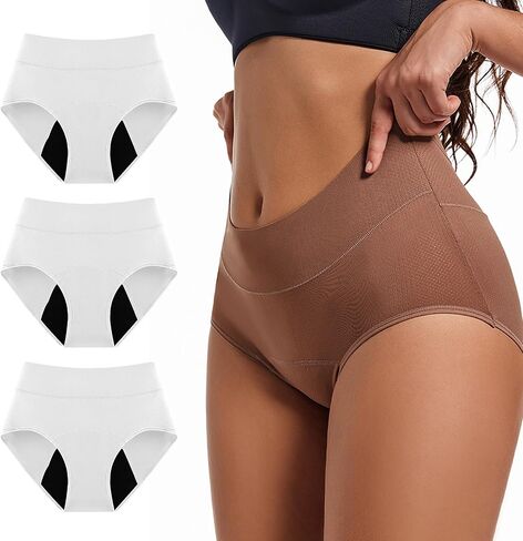 Leakproof Underwear for Women 4-layer Absorbent Leakproof High Waisted Comfort Panties for Women Over 50 60 in Kuwait