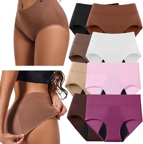 Leakproof Underwear for Women 4-layer Absorbent Leakproof High Waisted Comfort Panties for Women Over 50 60 in Kuwait
