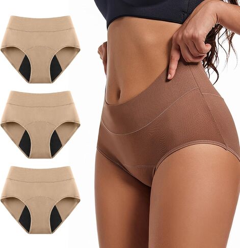 Leakproof Underwear for Women 4-layer Absorbent Leakproof High Waisted Comfort Panties for Women Over 50 60 in Kuwait