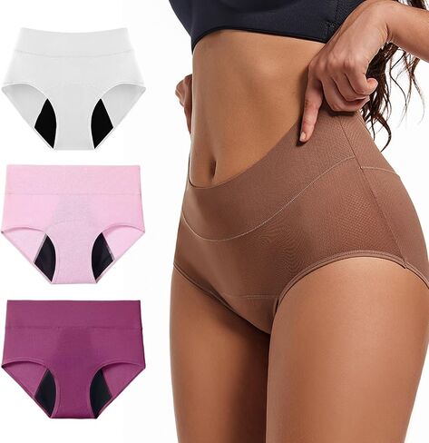 Leakproof Underwear for Women 4-layer Absorbent Leakproof High Waisted Comfort Panties for Women Over 50 60 in Kuwait